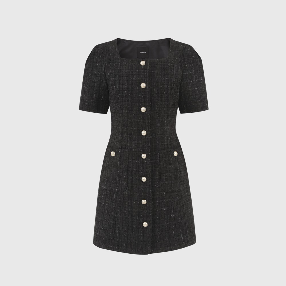 [NAYEON&#039;S PICK] 블랙 안나 트위드 드레스 / BLACK ANNA TWEED DRESS