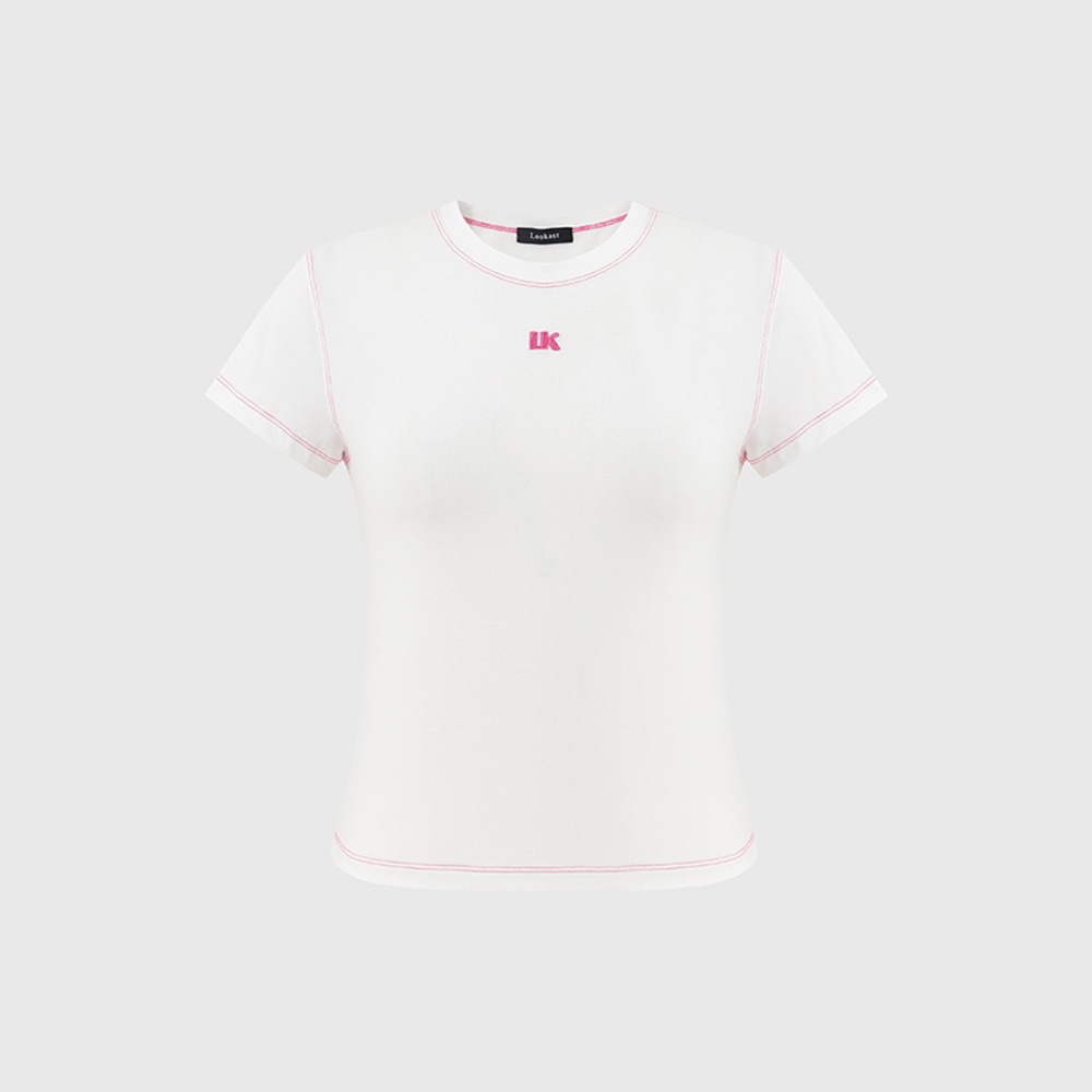 핑크 모이라 스티치 티셔츠 / PINK MOIRA STITCH T-SHIRT