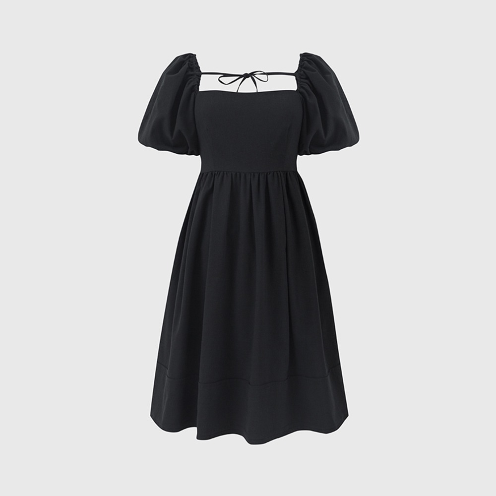 블랙 코라 퍼프 슬리브 미니 드레스 / BLACK CORA PUFF SLEEVE MINI DRESS