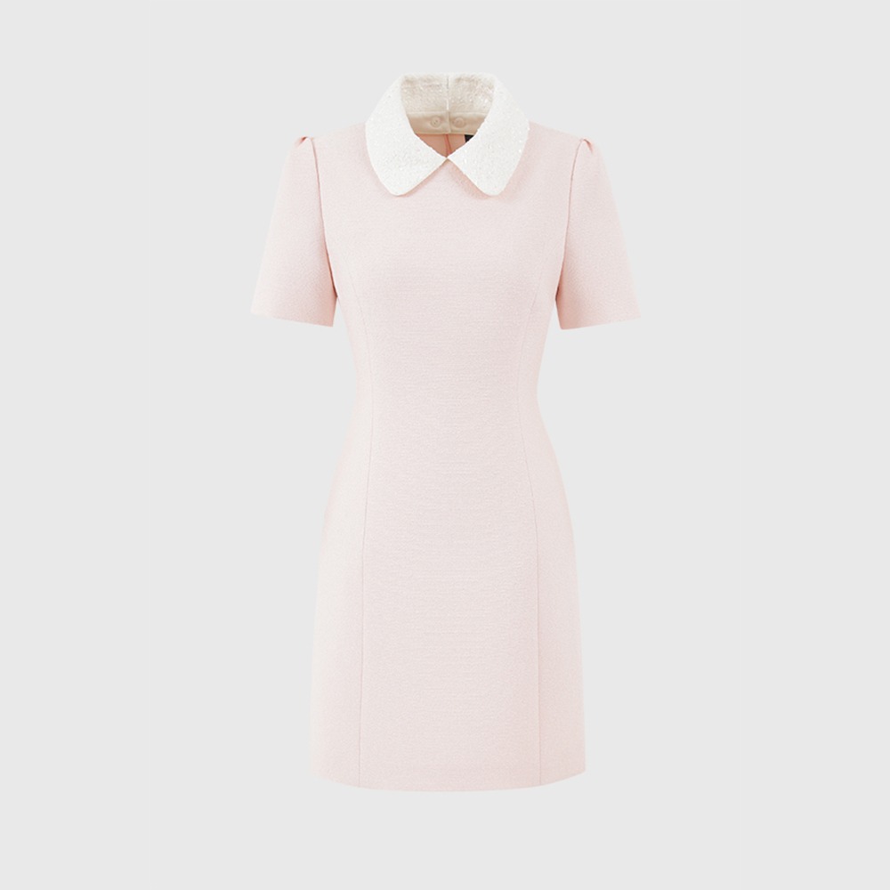 [2월 28일 예약배송] 핑크 헤이디 카라 미니 드레스 / PINK HEIDI COLLAR MINI DRESS